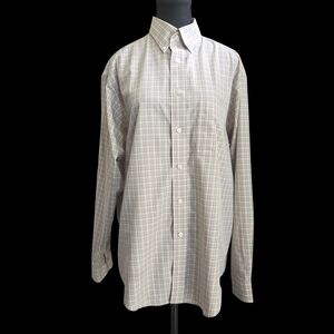 Roundtree & Yorke Gold Label Light Brown And Blue Button Down Shirt Size Med